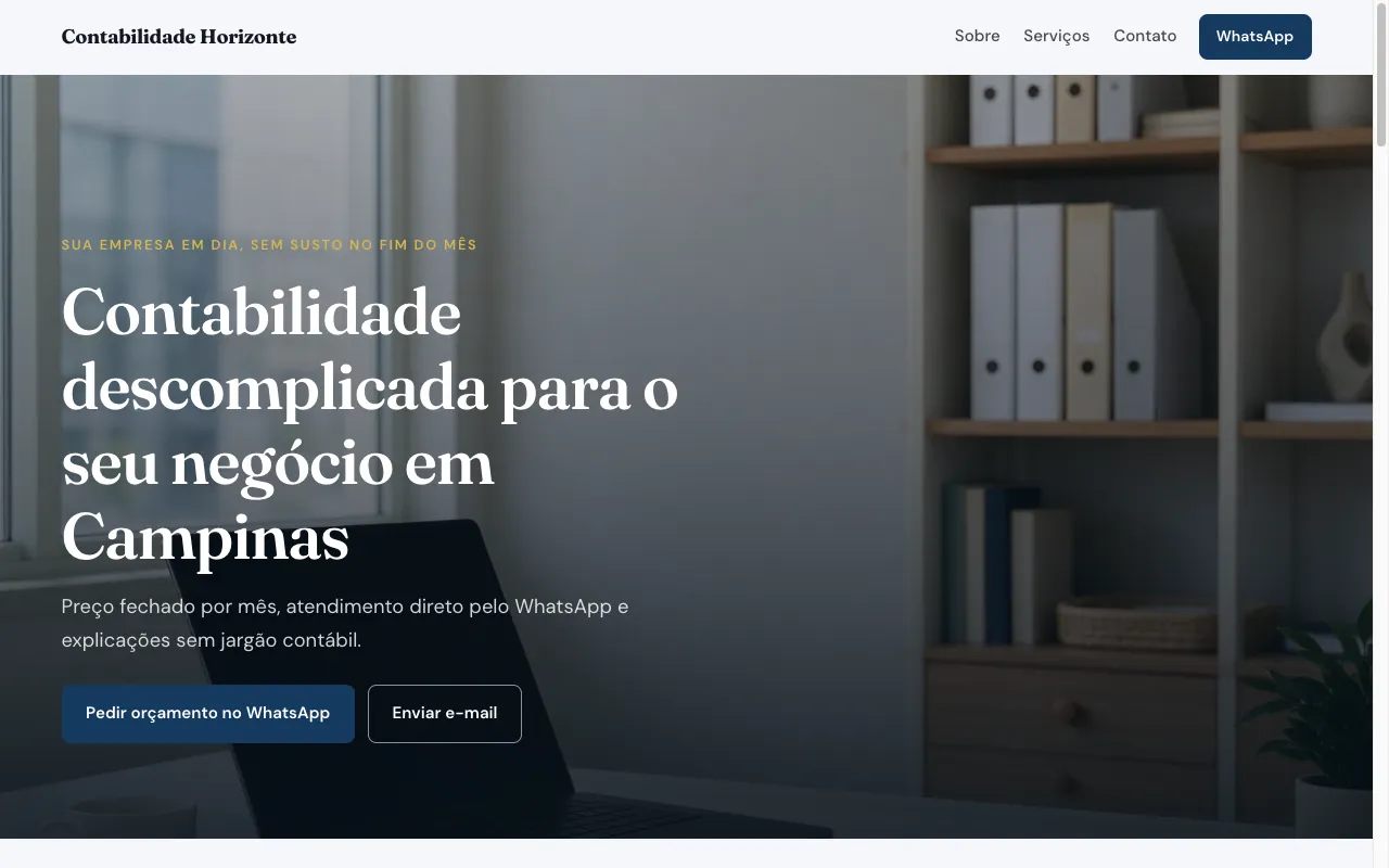 Site de exemplo: Contabilidade Horizonte