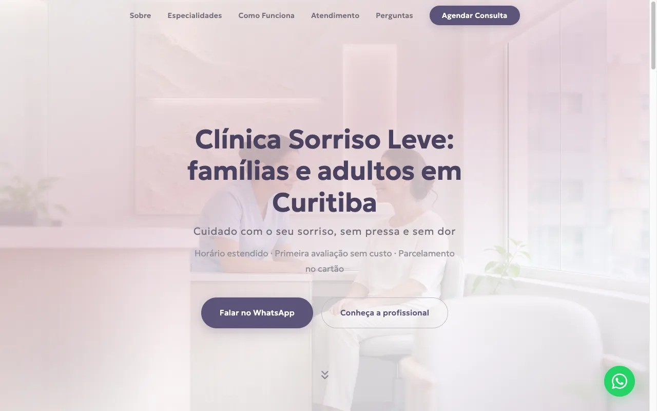 Site de exemplo: Clínica Sorriso Leve